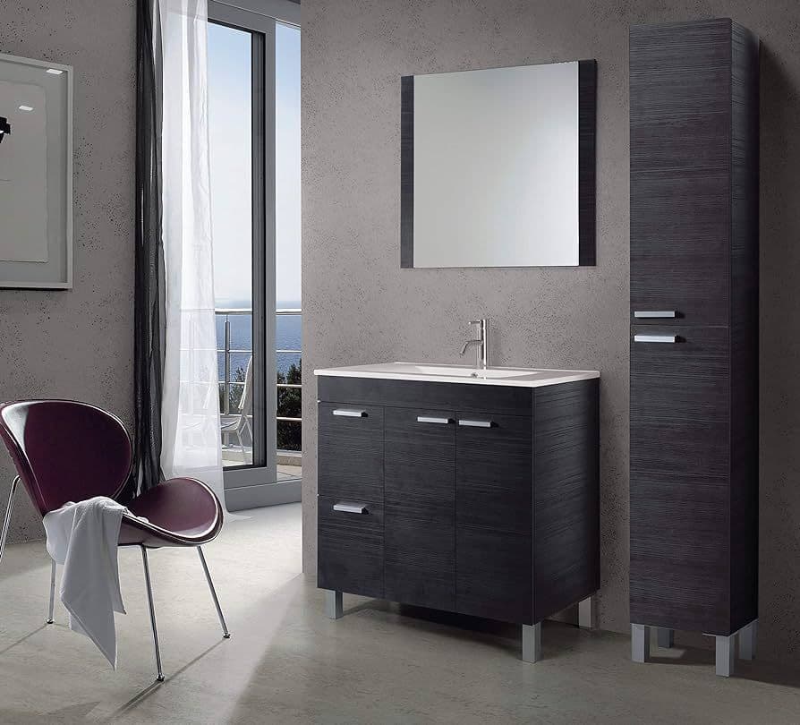Orchid Tall Narrow Bathroom Cupboard Oak Grey