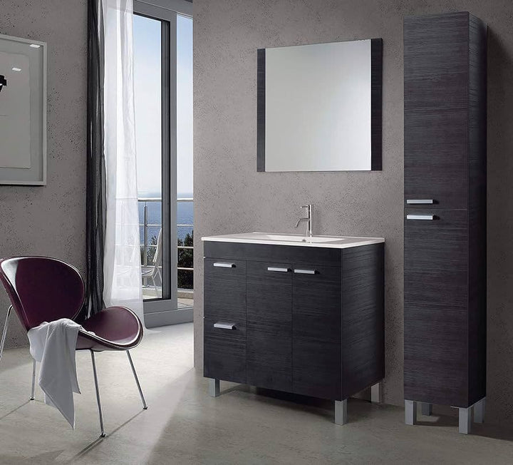 Orchid Tall Narrow Bathroom Cupboard Oak Grey