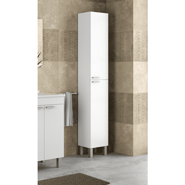 Orchid Tall Narrow Bathroom Cupboard White Gloss