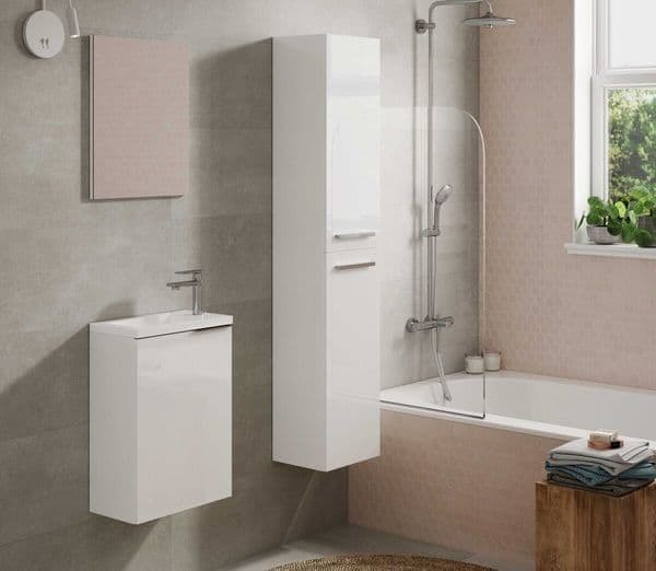 Orchid White Gloss 2 Door Wall Mounted Bathroom Storage Cupboard