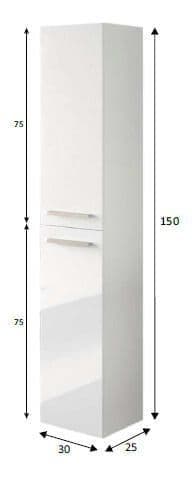 Orchid White Gloss 2 Door Wall Mounted Bathroom Storage Cupboard