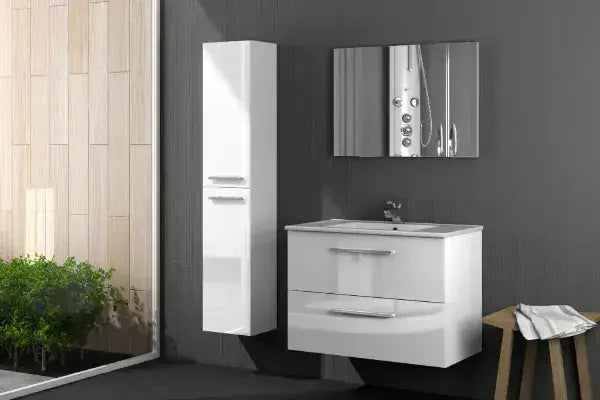 Orchid White Gloss 2 Door Wall Mounted Bathroom Storage Cupboard