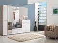 Rose White Gloss And Oak Effect Mirrored Narrow Wardrobe