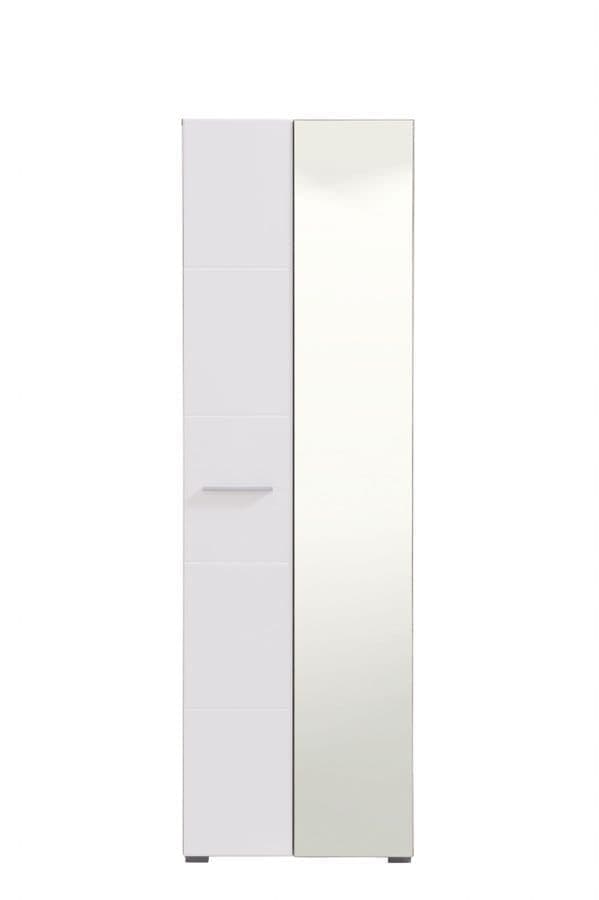 Rose White Mirrored Narrow Wardrobe