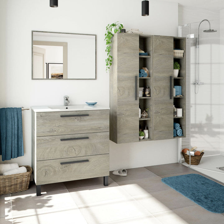 Violet Oak Effect Bathroom Vanity Storage Wall Mounted Cupboard