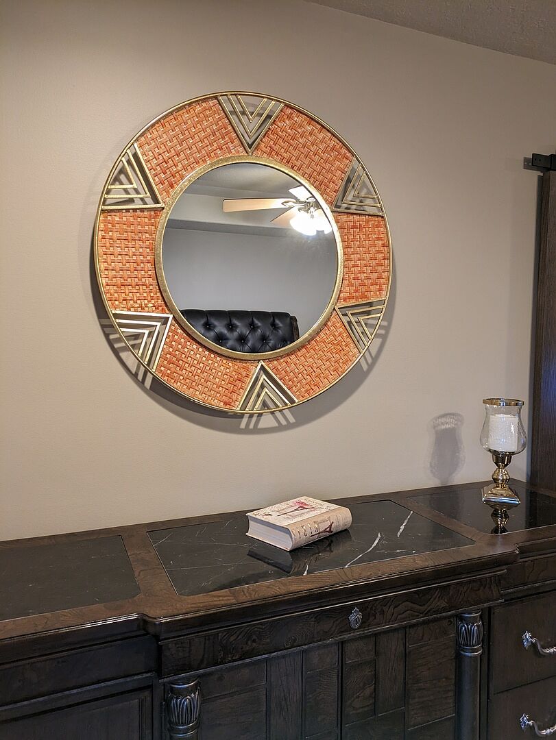 Modern Large Wall Mirror in Brown