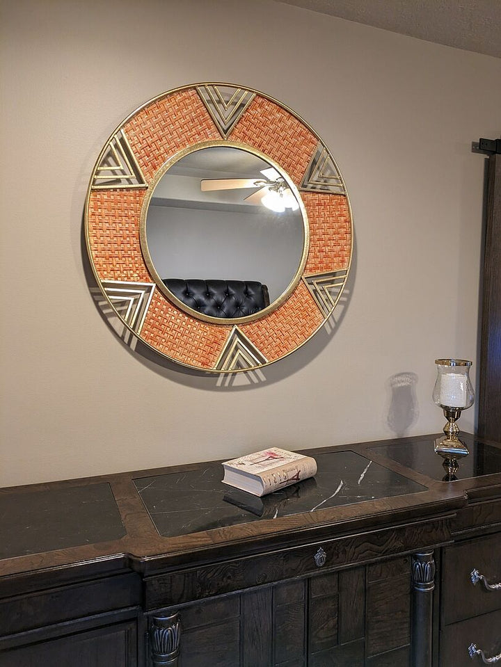 Modern Large Wall Mirror in Brown