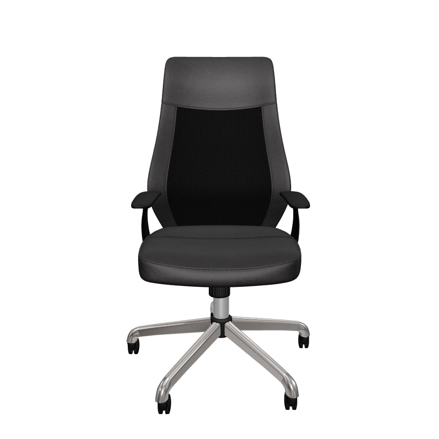 Baye High Mesh Back Task Operator Black Leather Office Chair with Arms
