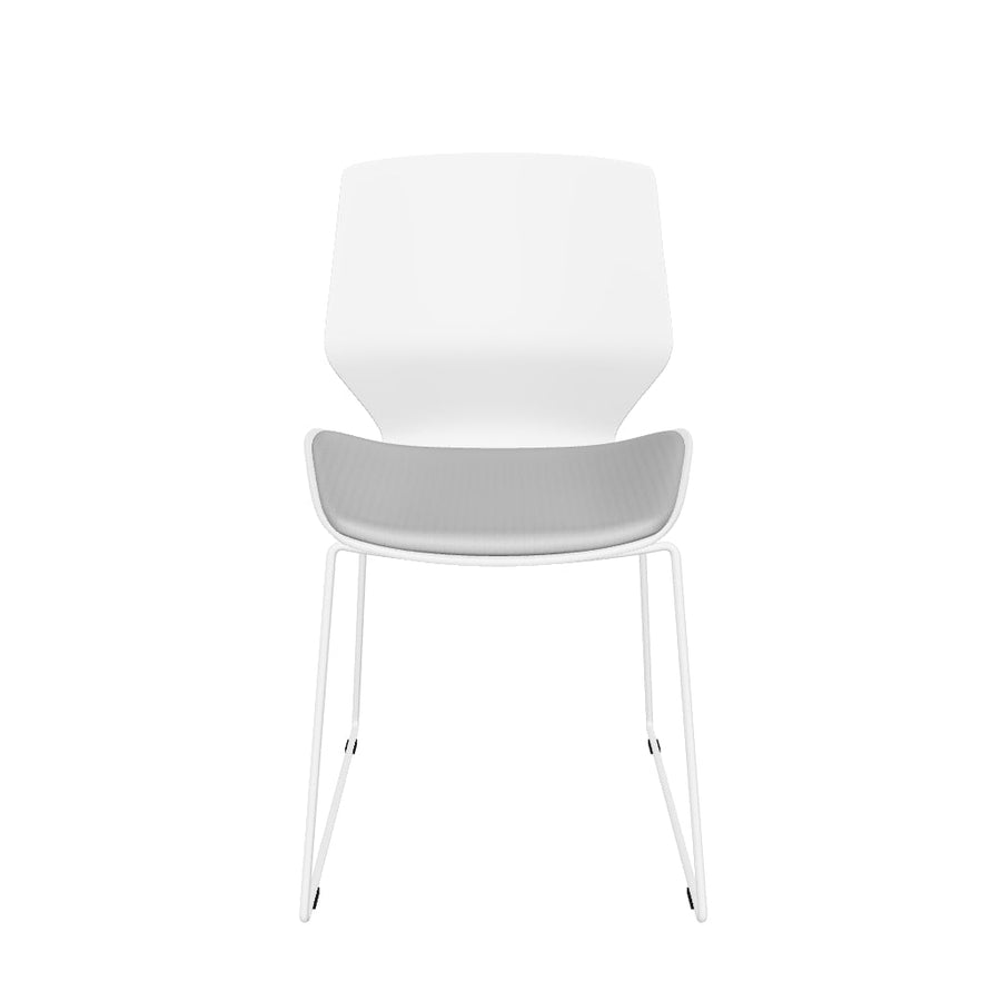 Florence Sled White Frame Fabric Seat Visitor Chair
