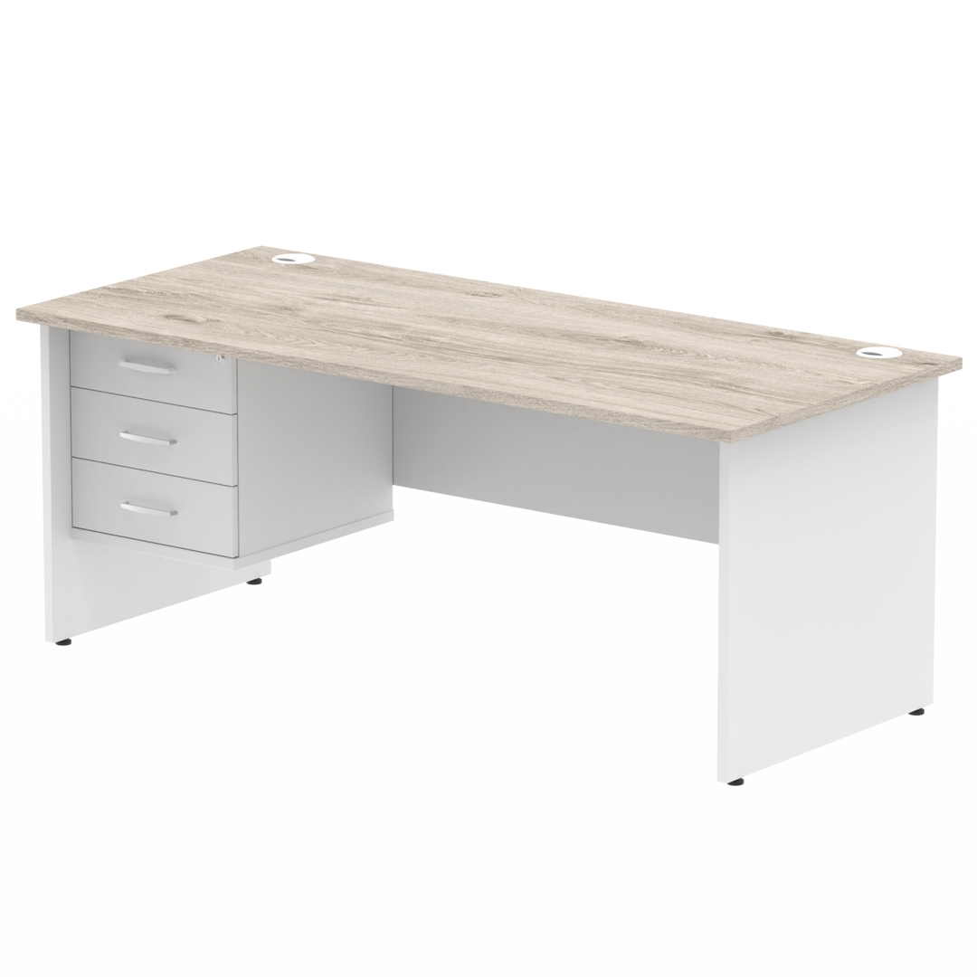Impulse 1800mm Panel End Straigh Desk With Single Fixed Pedestal