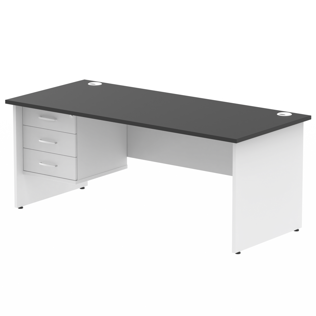 Impulse 1800mm Panel End Straigh Desk With Single Fixed Pedestal