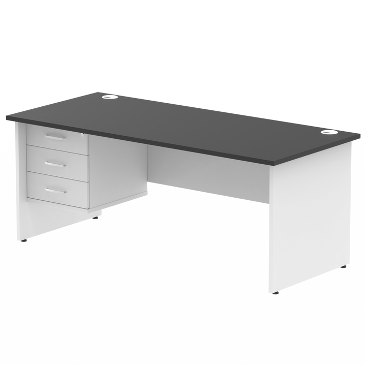 Impulse 1800mm Panel End Straigh Desk With Single Fixed Pedestal