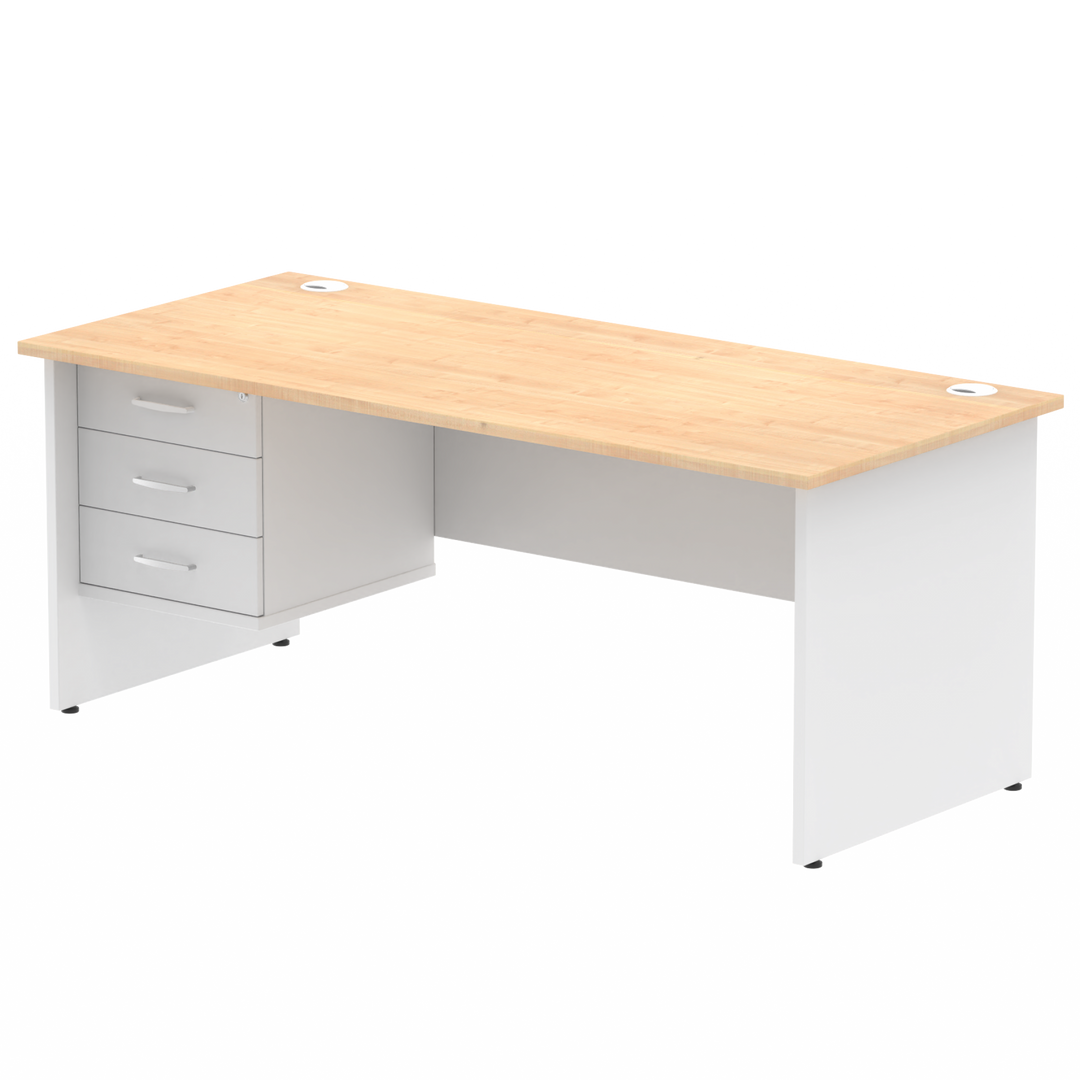 Impulse 1800mm Panel End Straigh Desk With Single Fixed Pedestal