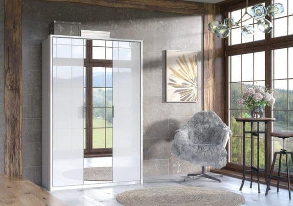 Violet 3 Door White High Gloss Mirrored Wardrobe