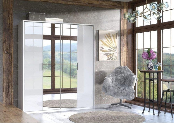 Violet 4 Door White High Gloss Mirrored Wardrobe