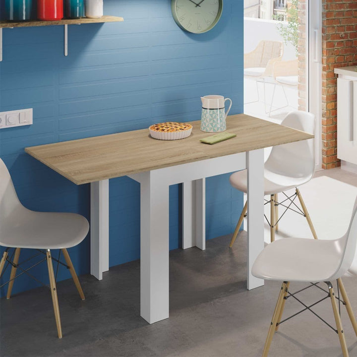 Jasmine White And Light Oak Effect Small Extending Dining Table