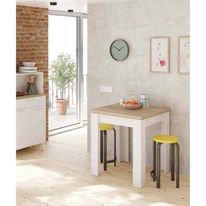 Jasmine White And Light Oak Effect Small Extending Dining Table
