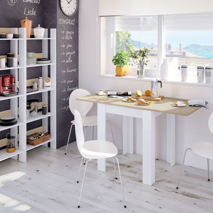 Jasmine White And Light Oak Effect Small Extending Dining Table