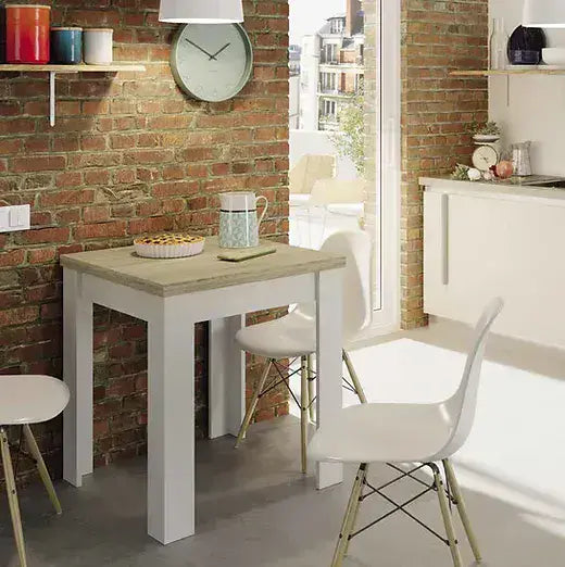 Jasmine White And Light Oak Effect Small Extending Dining Table