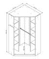 Tulip Full Mirrored and White 2 Door Corner Wardrobe