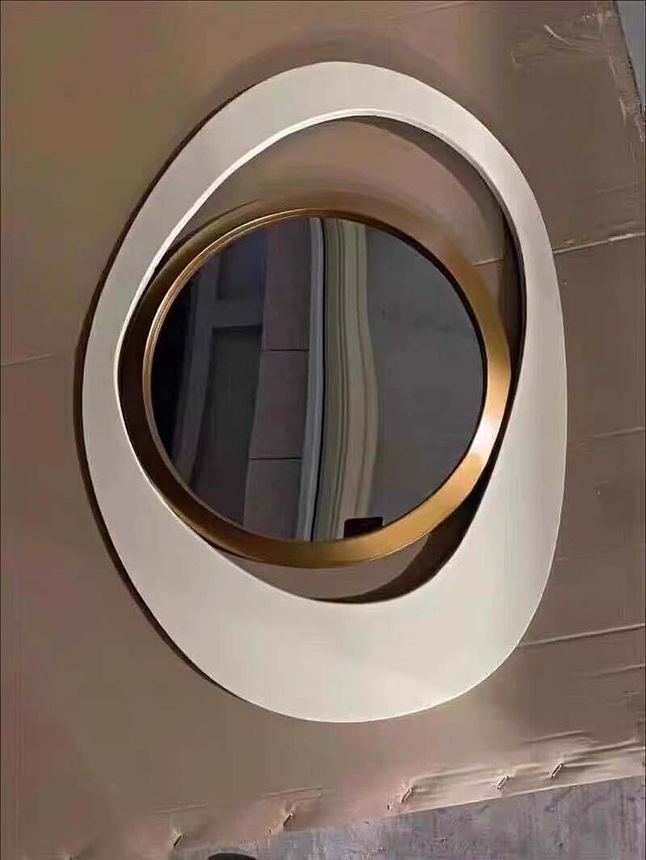 Modern Warm White & Gold Wall Mirror