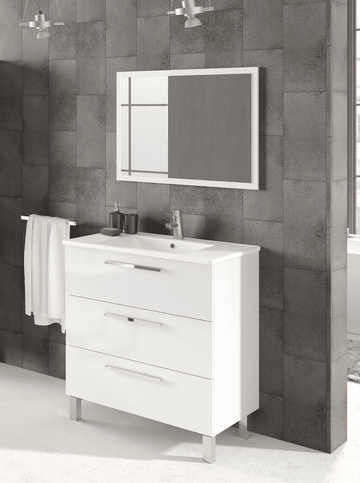 Lavender Bathroom Vanity Sink With Undersink Cupboard White Gloss