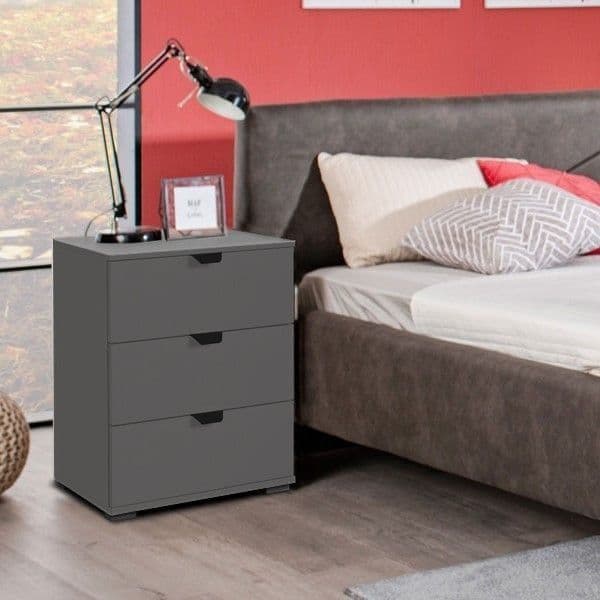 Iris Grey 3 Drawer Bedside Table