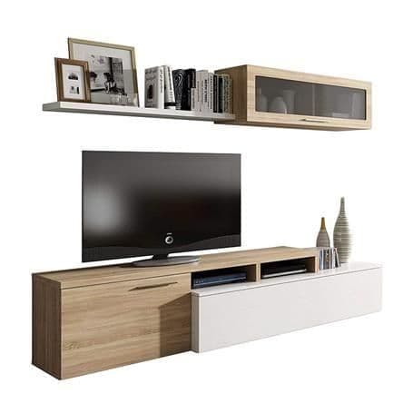 Violet White Gloss And Oak Effect Reversible TV Unit Cabinet