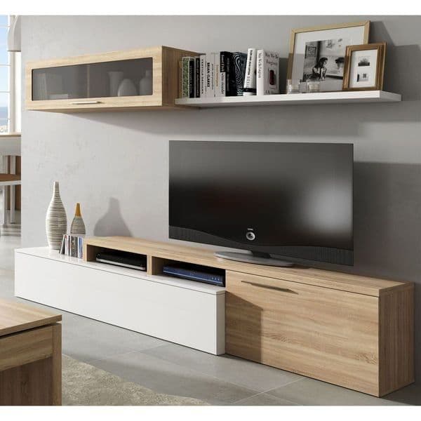 Violet White Gloss And Oak Effect Reversible TV Unit Cabinet