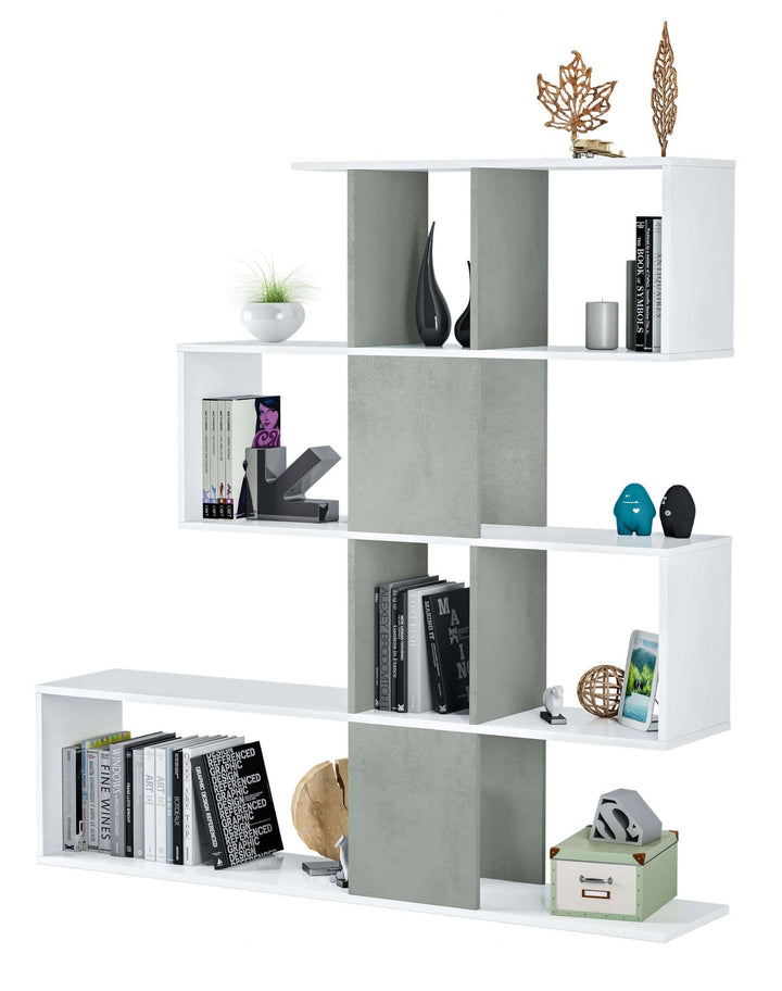 Orchid Artic White and Concrete Grey Bookcase