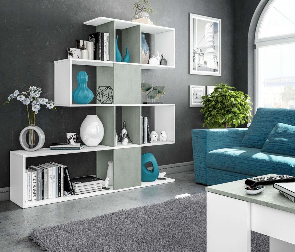 Orchid Artic White and Concrete Grey Bookcase