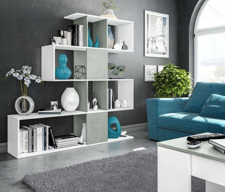 Orchid Artic White and Concrete Grey Bookcase