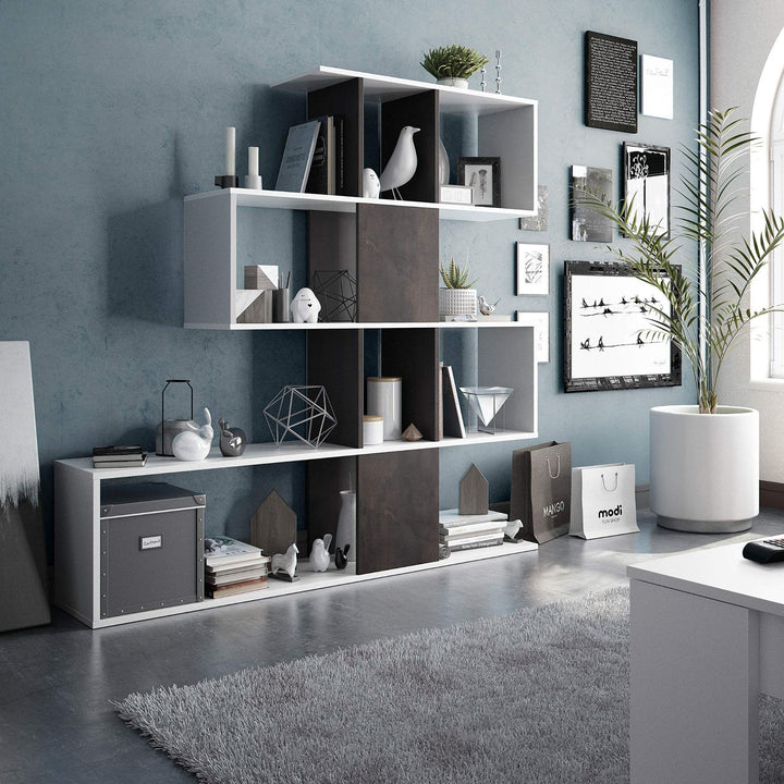 Orchid Oxide Dark Brown and White Bookcase