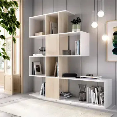 Orchid White And Oak Effect Gloss Bookcase